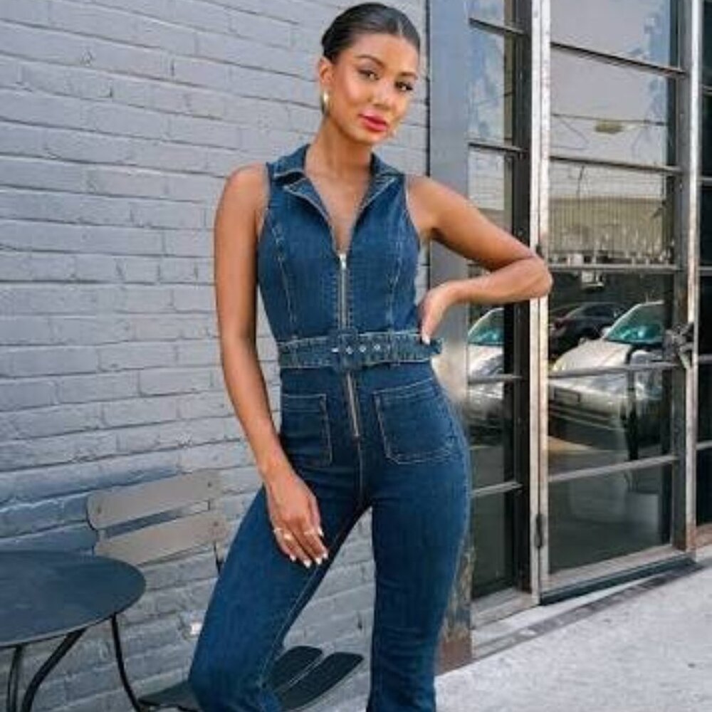 Show Me Your Mumu Jacksonville Jumpsuit-Blue Denim, L